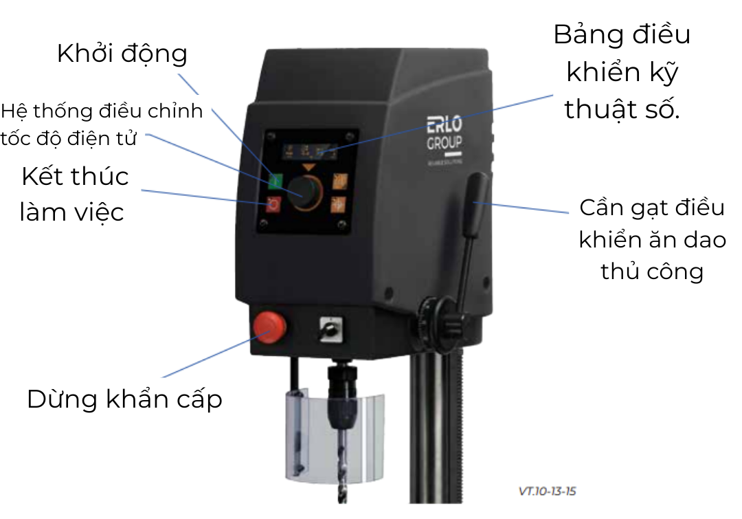 cấu tạo máy khoan bàn erlo group dòng vt10