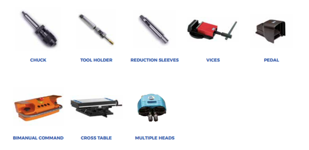 phụ kiện tiêu chuẩn cho máy khoan đứng erlo group z series 