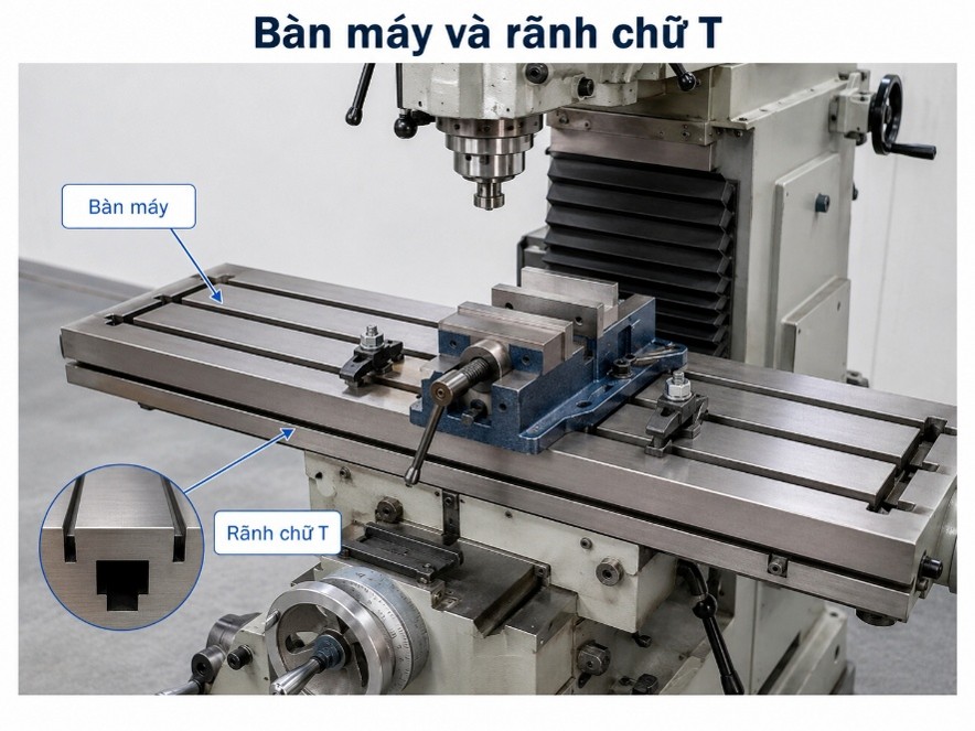 Bàn máy và rãnh chữ T