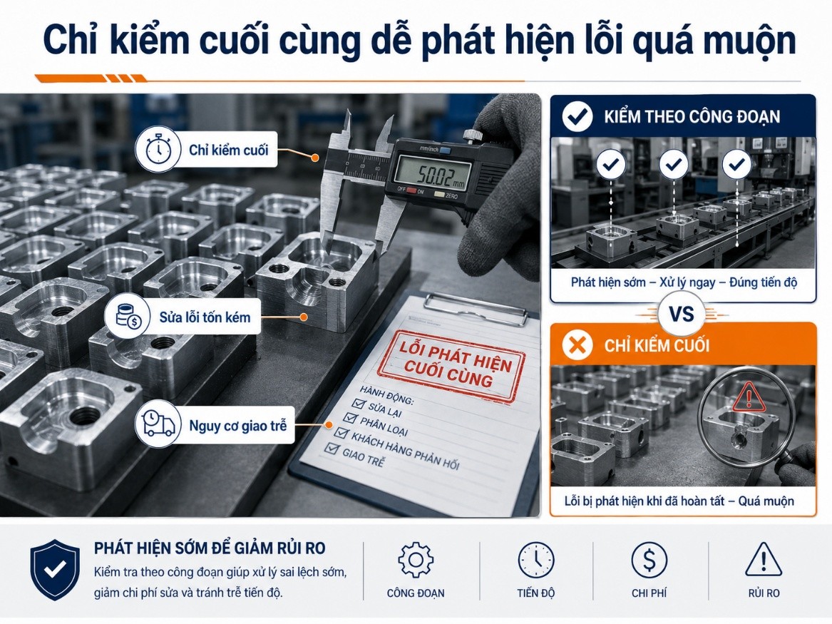 Chỉ kiểm cuối cùng dễ phát hiện lỗi quá muộn