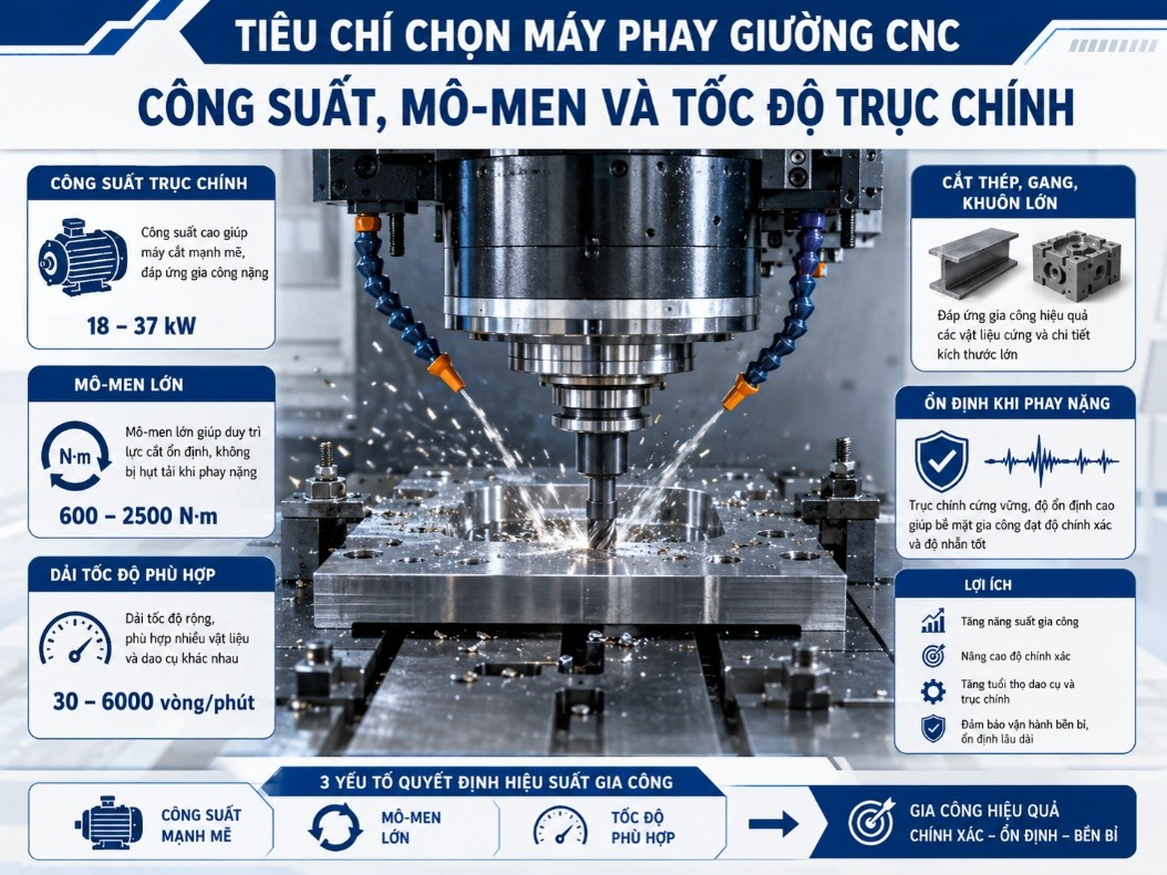 Công suất, mô-men và tốc độ trục chính