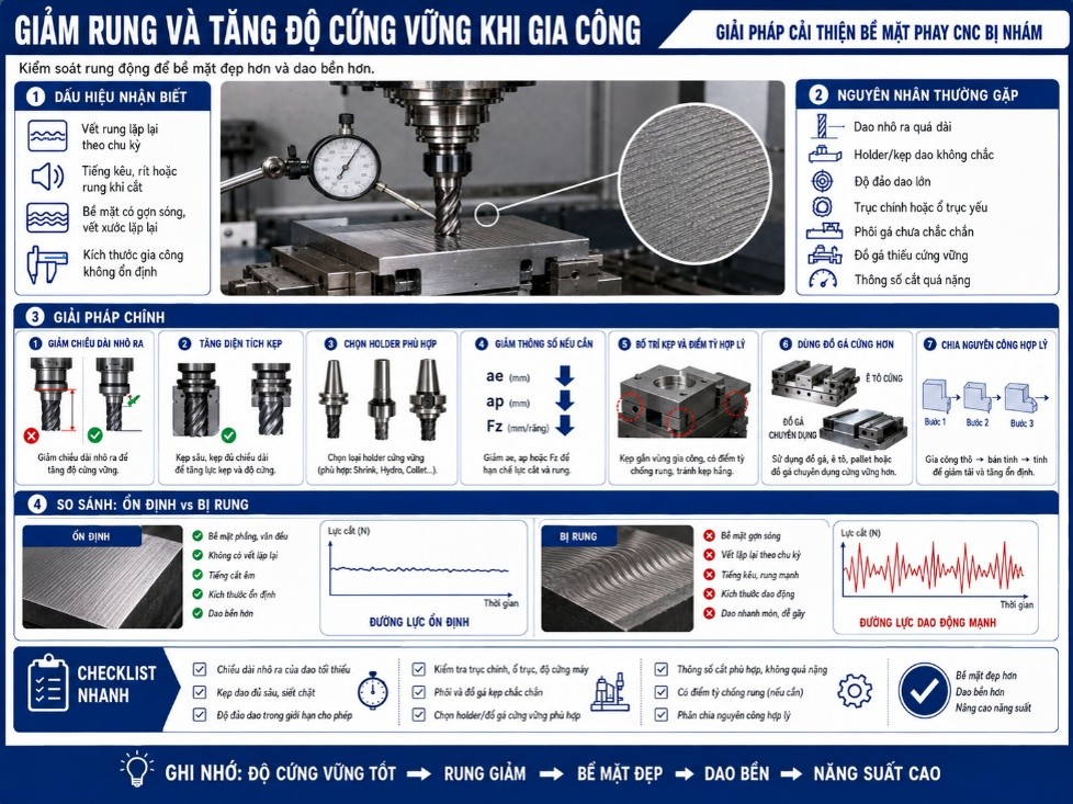Giảm rung và tăng độ cứng vững khi gia công