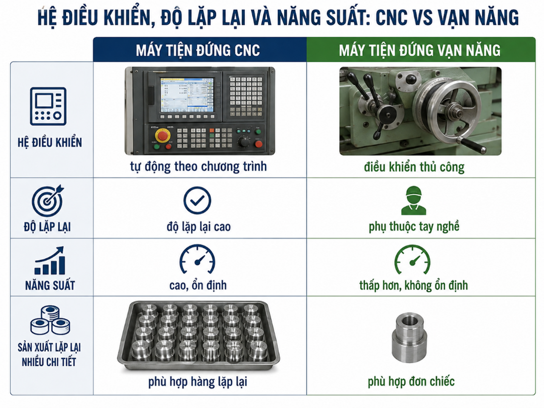 Hệ điều khiển: sự khác biệt giữa máy CNC và máy vạn năng