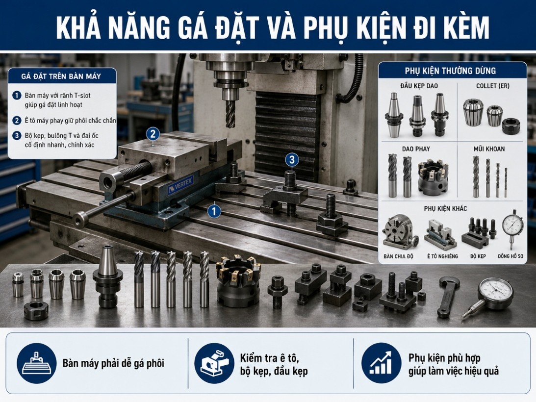 Khả năng gá đặt và phụ kiện đi kèm