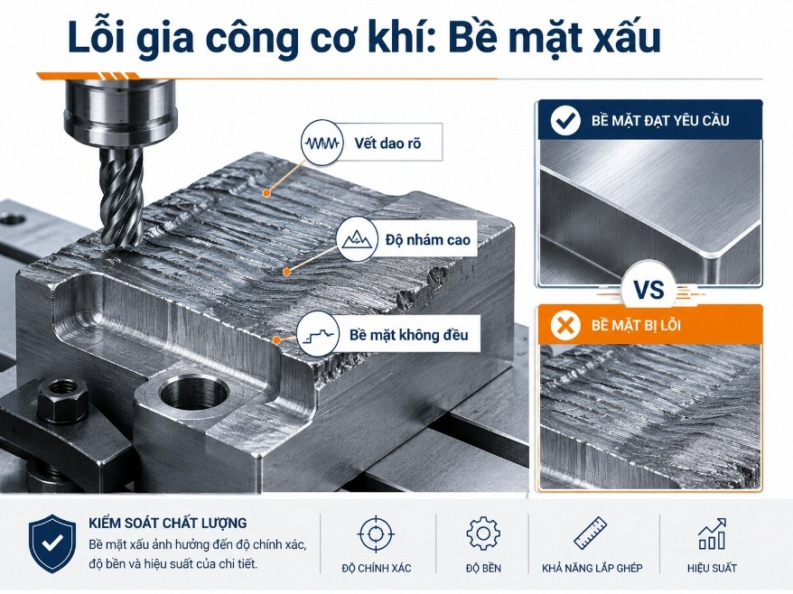 Lỗi gia công cơ khí: Bề mặt xấu