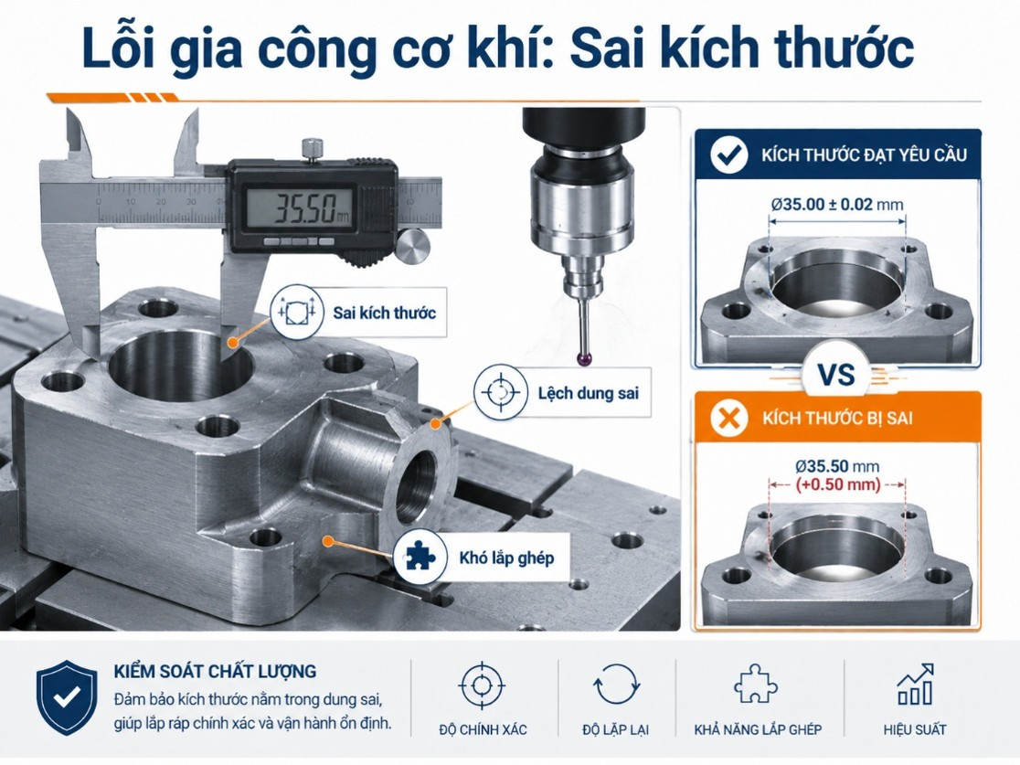 Lỗi gia công cơ khí: Sai kích thước