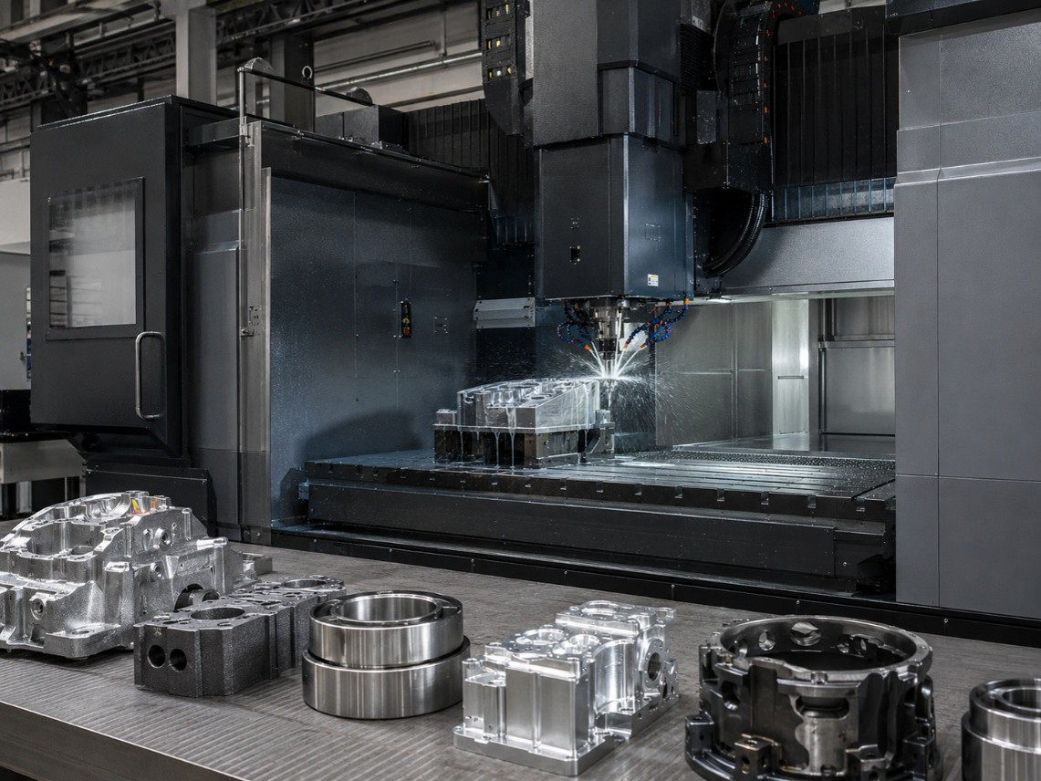 Máy CNC đang gia công chi tiết