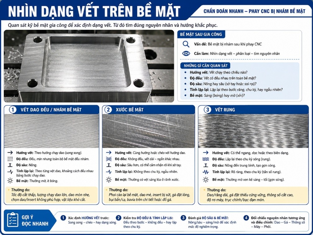 Nhìn dạng vết trên bề mặt