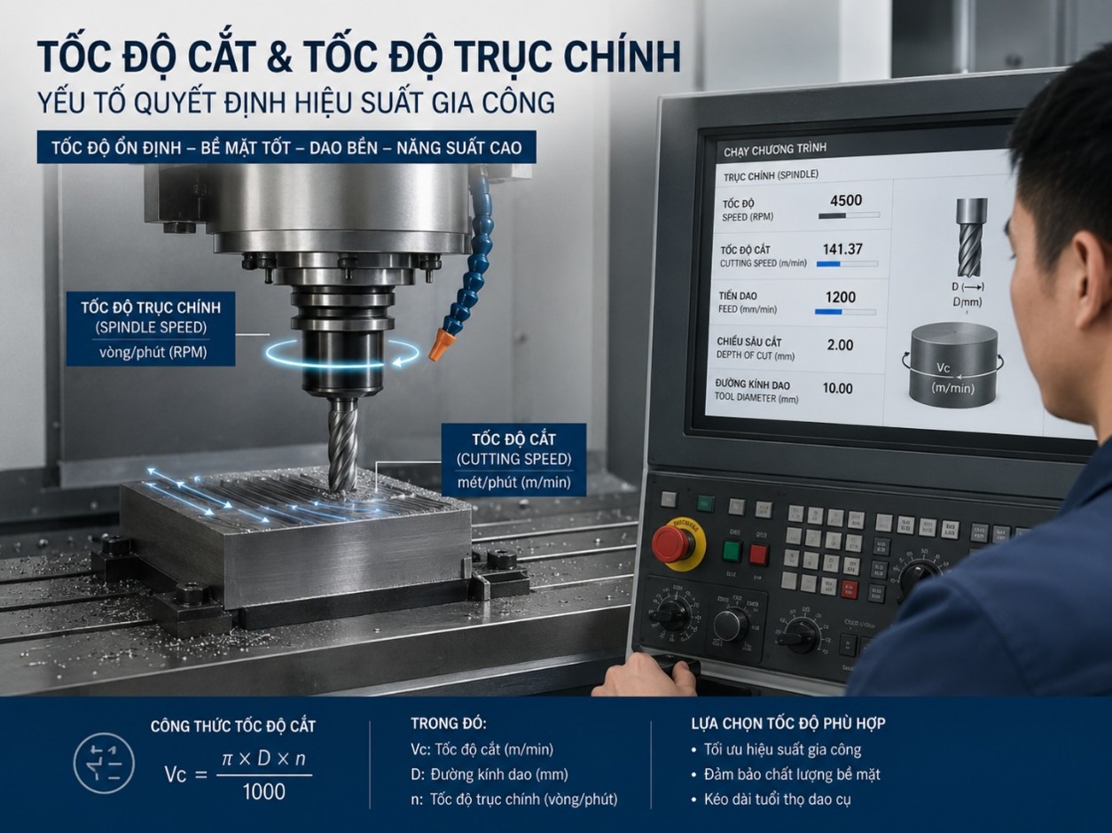 Tốc độ cắt và tốc độ trục chính trên máy CNC