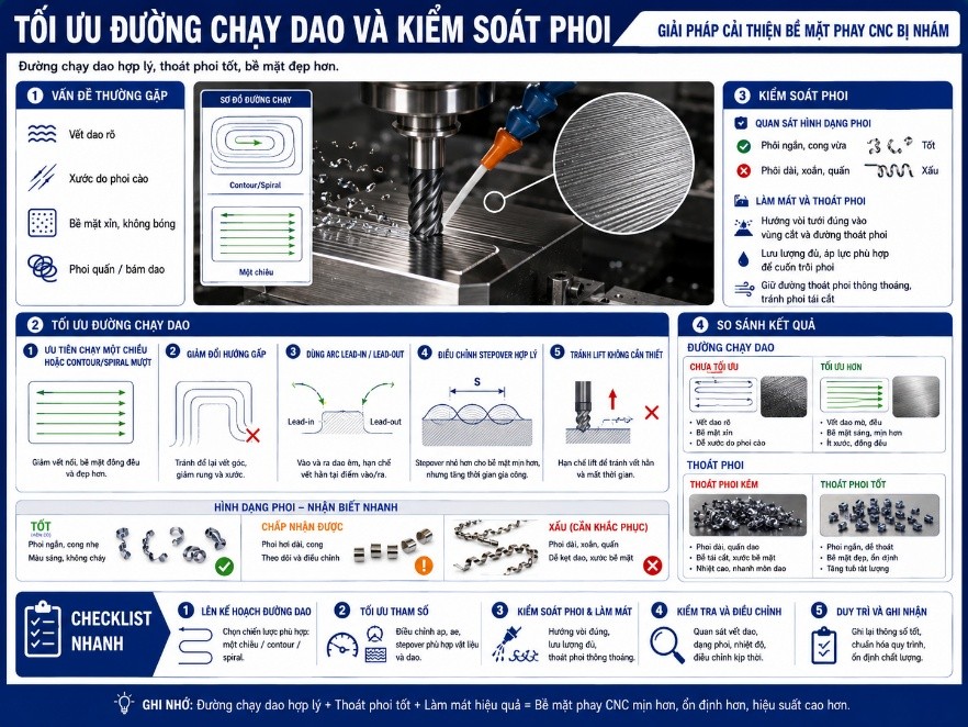 Tối ưu đường chạy dao và kiểm soát phoi