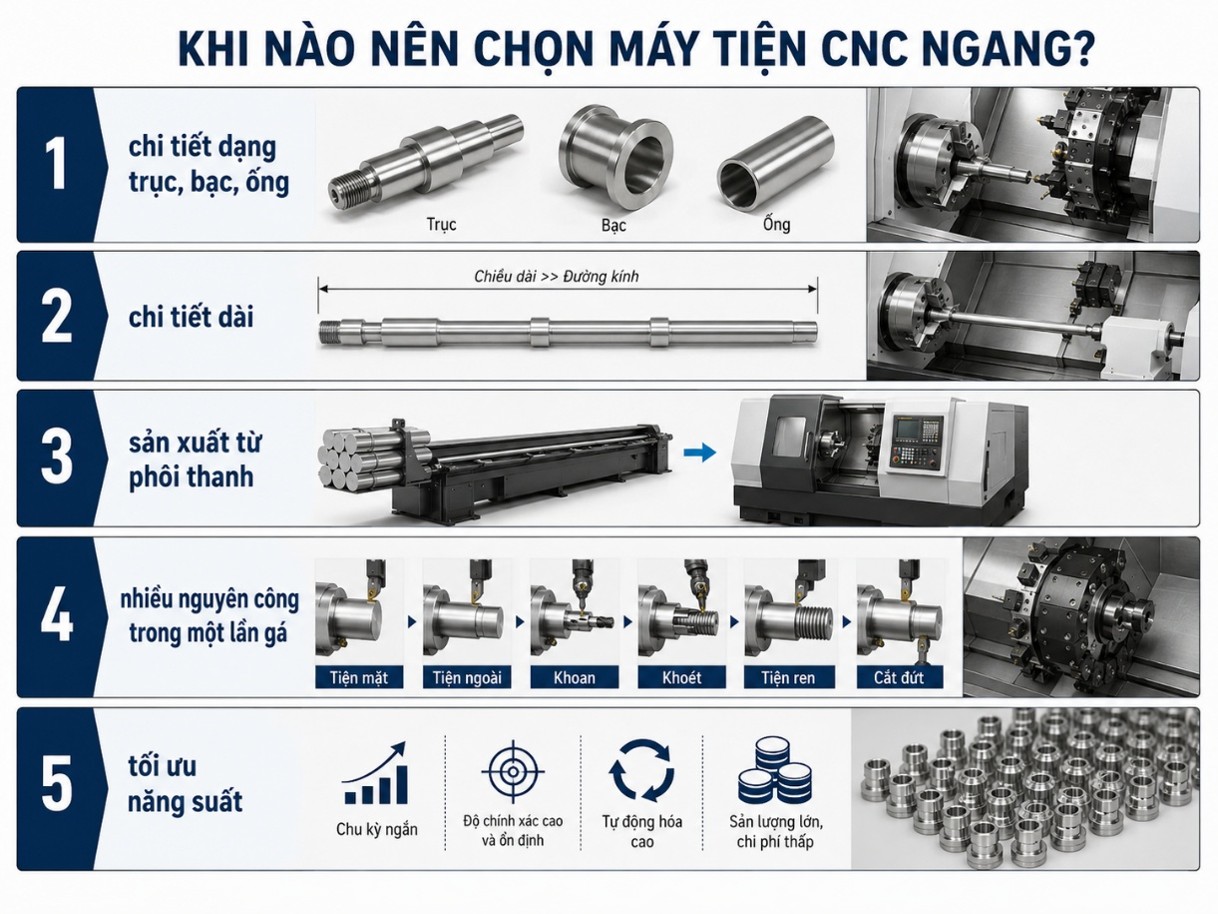 Tổng kết khi nào nên chọn máy tiện CNC ngang